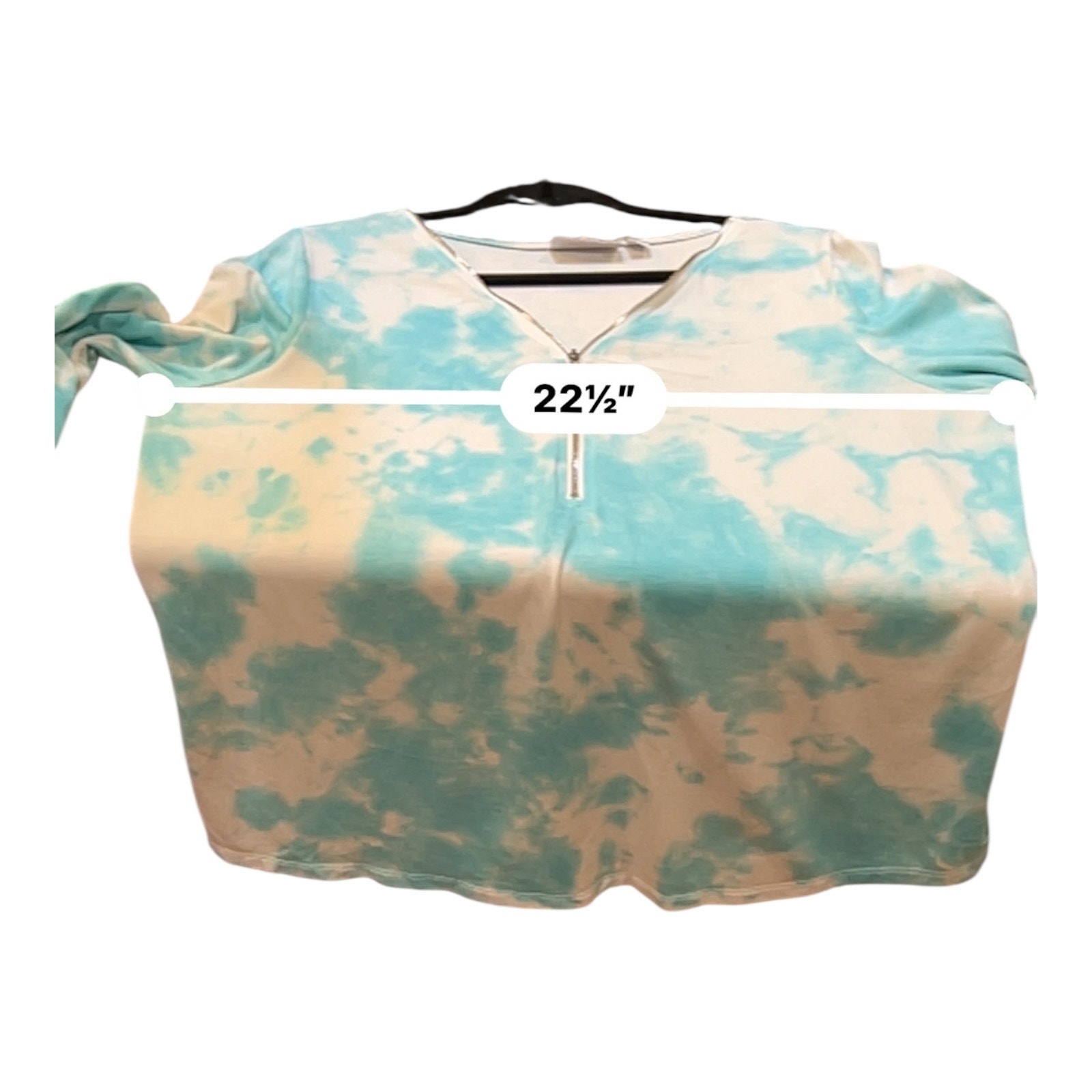 Belle Kim Gravel Tripleluxe Knit Signature Print Top Aqua Tie Dye Large A375863 — image 7 of 8